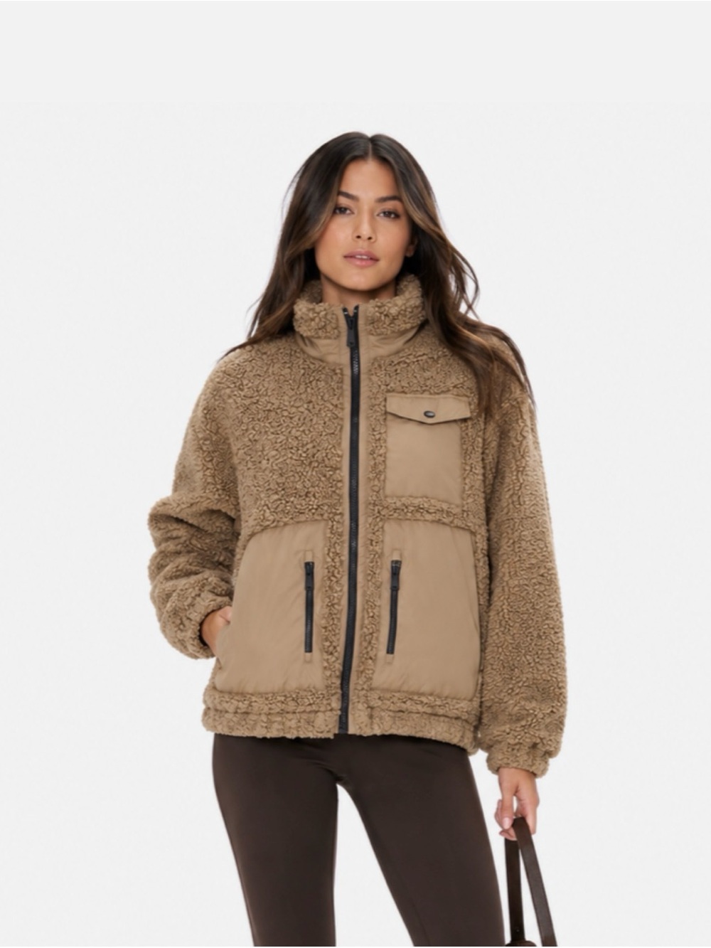 Alp N Rock Women’s Shearling Cozy Tan Sherpa Zip-Up Jacket